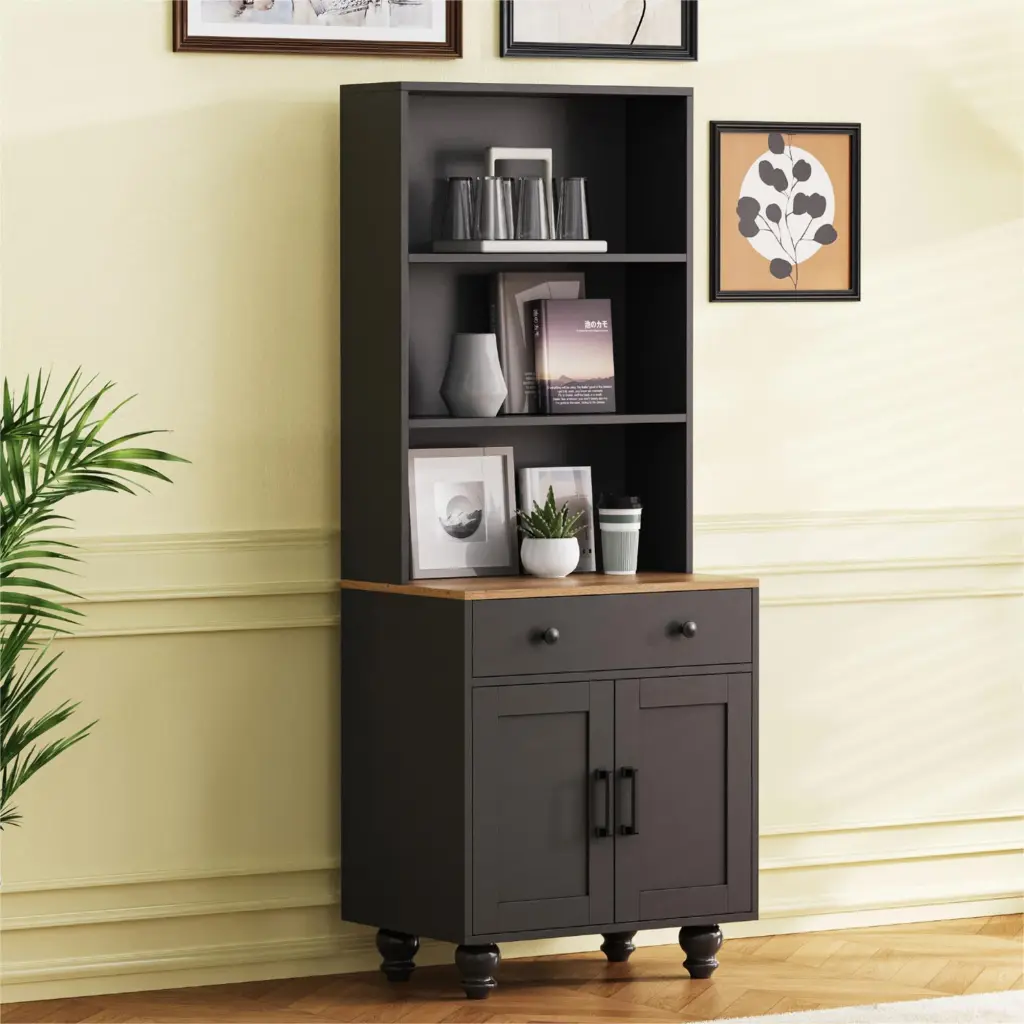 Farmhouse Storage Cabinet 4 Solid Wood Gourd Influenced Legs Modern on-trend