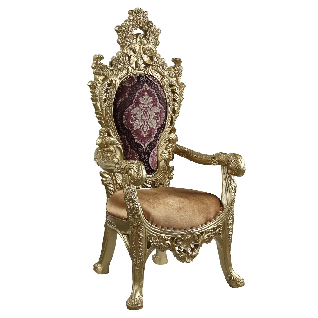 Bernadette Arm Chair Set 2 Pattern Fabric and Gold Finish acme onsite store