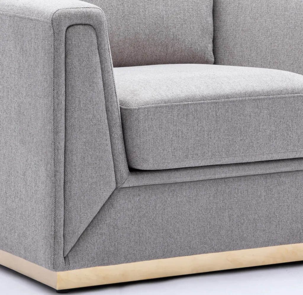 Valin Chair Gray Linen Upholstered Living Room Accent Chair LV01746 acme onsite store