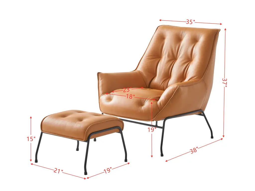 Zusa Accent Chair & Ottoman Sandstone Top Grain Hide AC02379 Brown Leather acme onsite store