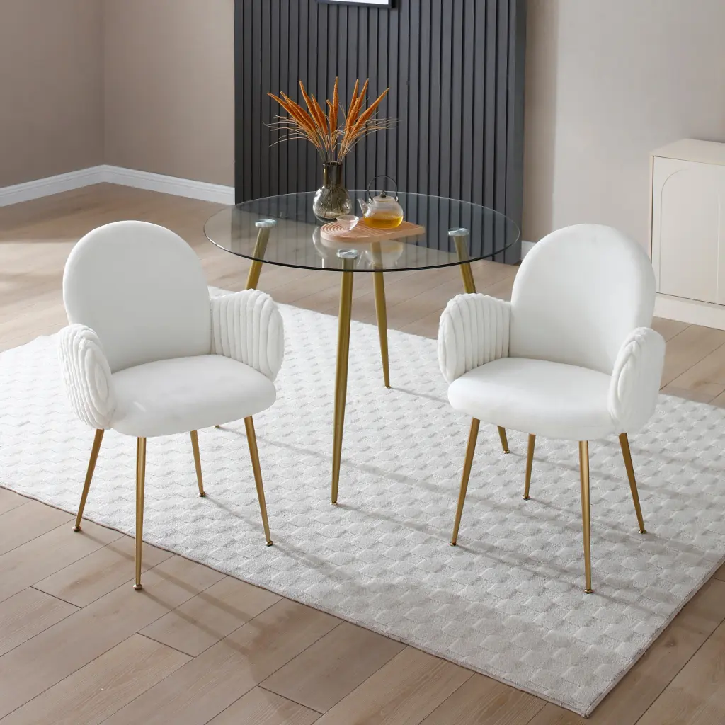Modern Velvet Mid Century Accent Arm Chairs Set 2 Living Dining Room aijiafurniture