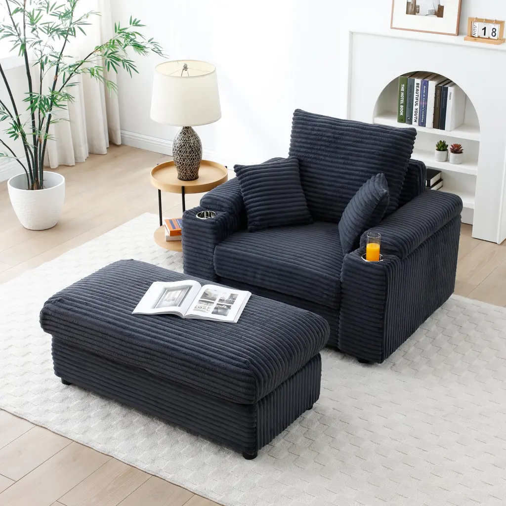 Oversized Accent Chair Ottoman Single Sofa Chair Large Seat aijiafurniture