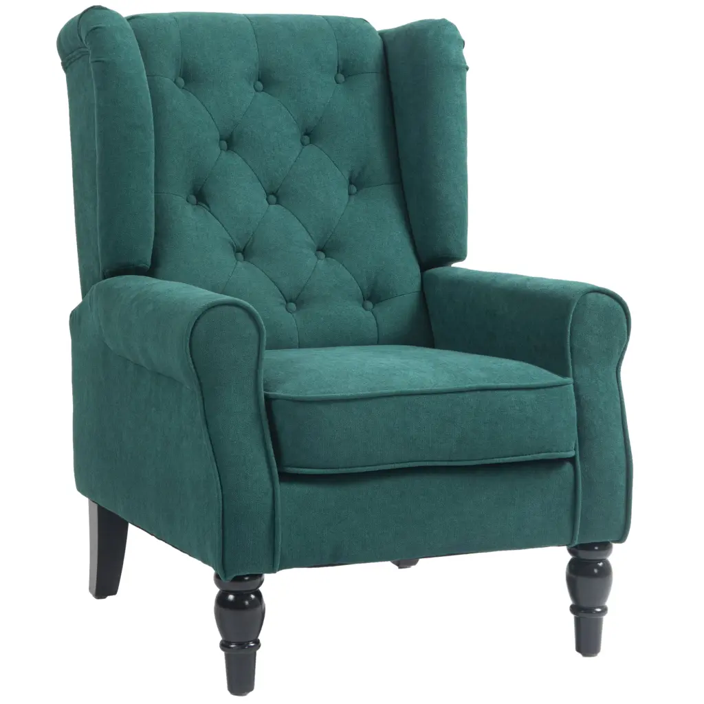 Homcom Button Tufted High Wingback Accent Chair Rounded Cushions aosom business