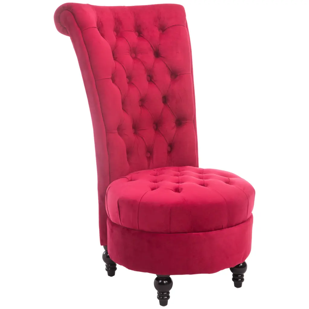 Homcom High Back Accent Armless Chair Retro Button Upholstered aosom business