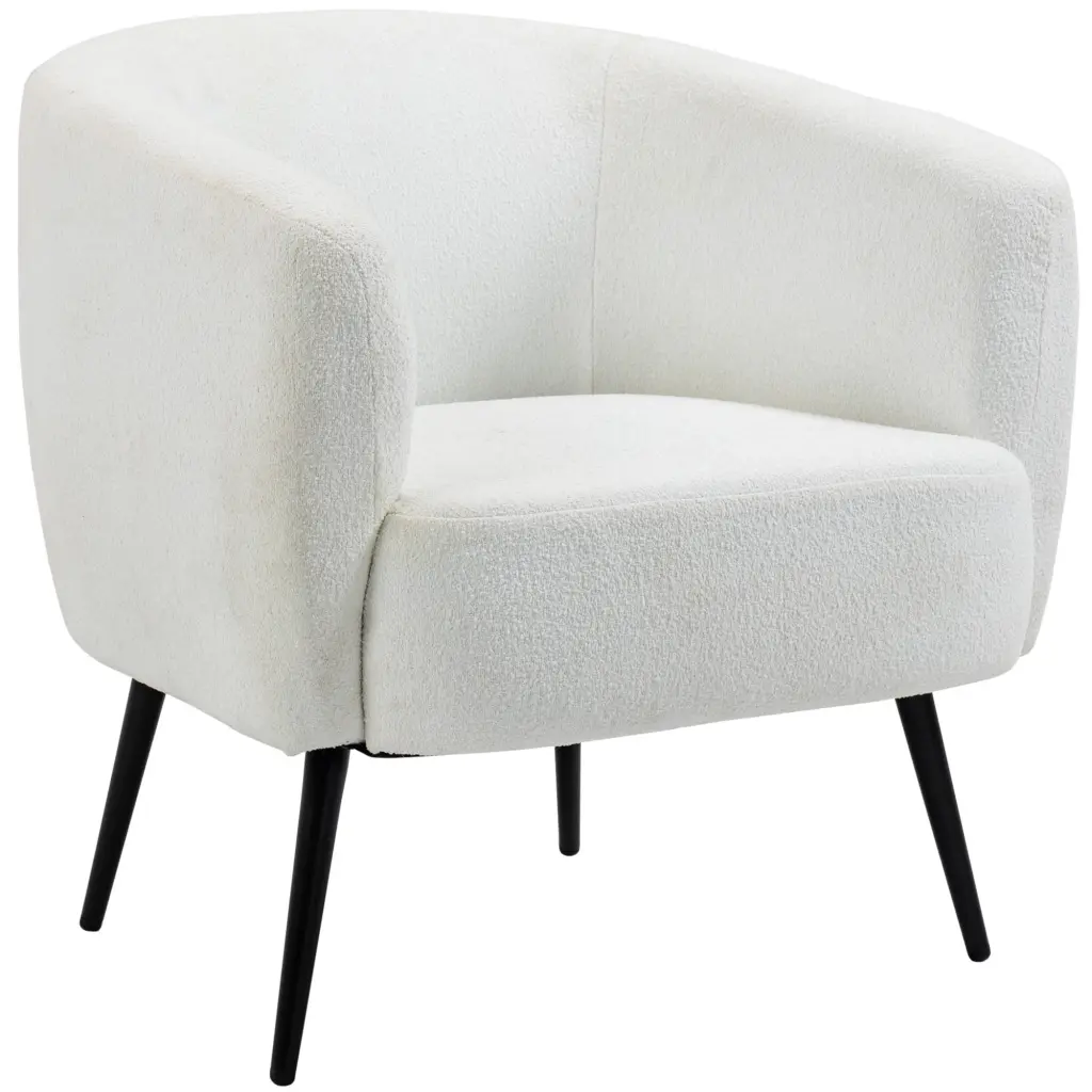 Teddy Fleece Accent Chair Mid Century Modern Barrel Armchair aosom business