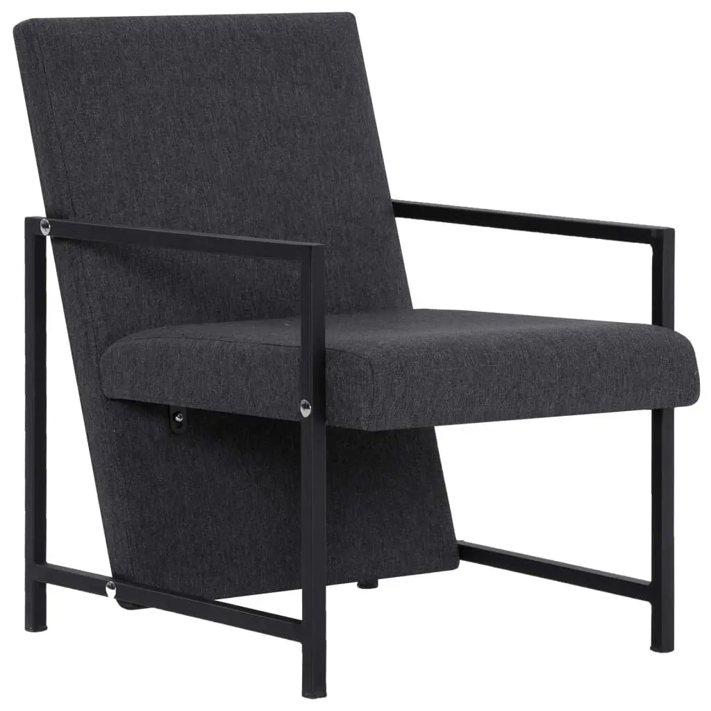 Armchair Chrome Feet Dark Gray Fabric Modern Accent Chair