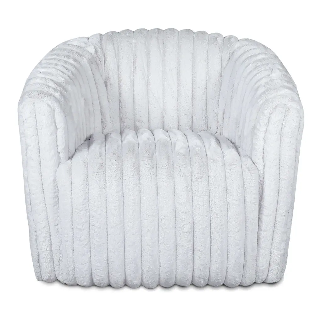 Mira White Velvet Swivel Chair White Brown Wood Plush Fabric ashcroft furniture