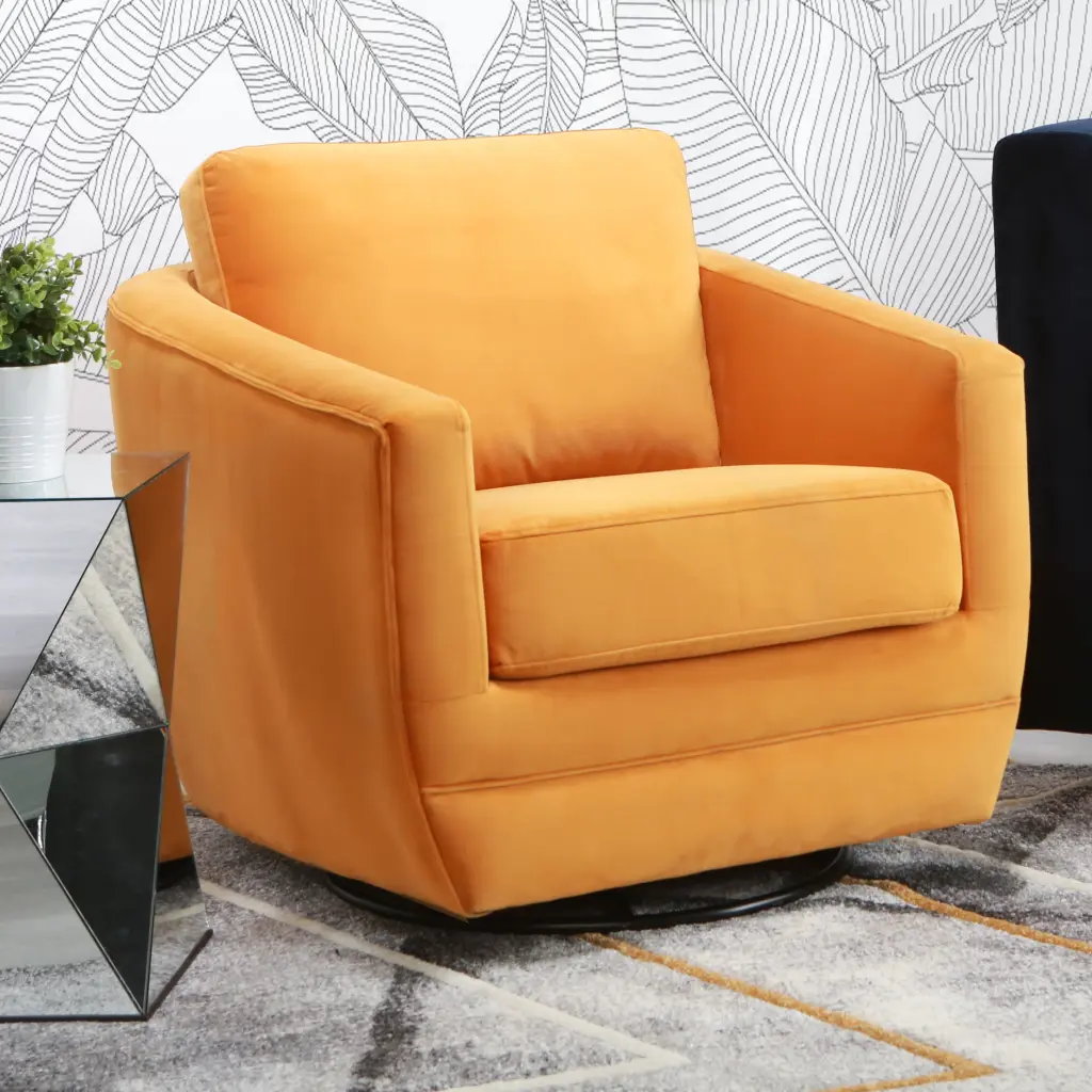Gogh Swivel Chair Marigold Yellow Material Modern Accent Chair b2714