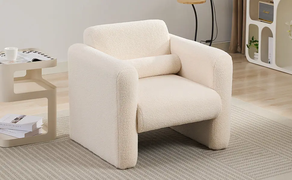 Modern Lambskin Sherpa Accent Chair Upholstered Comfy Reading Armchair bed best