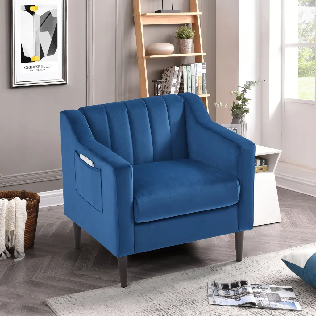 Modern Upholstered Tufted Accent Chair, Velvet Material Single Sofa Side ching hing-furniture
