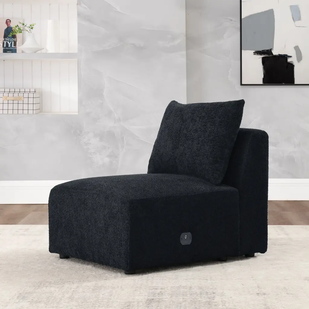 Single Modular Sofa Chair Black Foam Upholstered Seat Living Room chuangyuan smart home