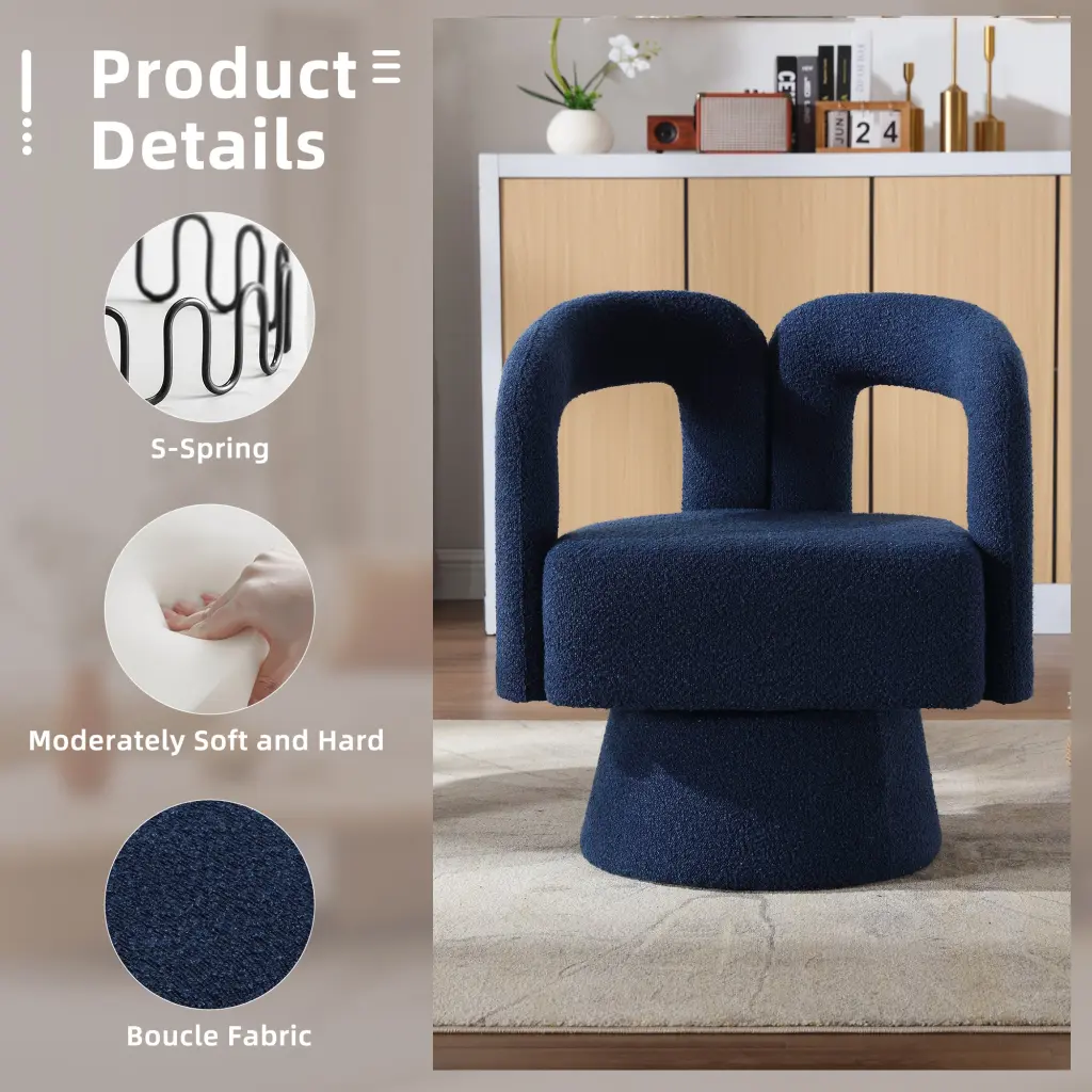 Coolmore 360 Degree Swivel Cuddle Barrel Accent Chair Round Armchair coolmore w-395