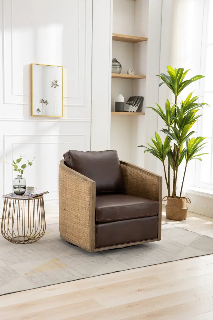 Coolmore Swivel Barrel Chair Comfy Round Accent Sofa Chair Living Room Seating coolmore w-395