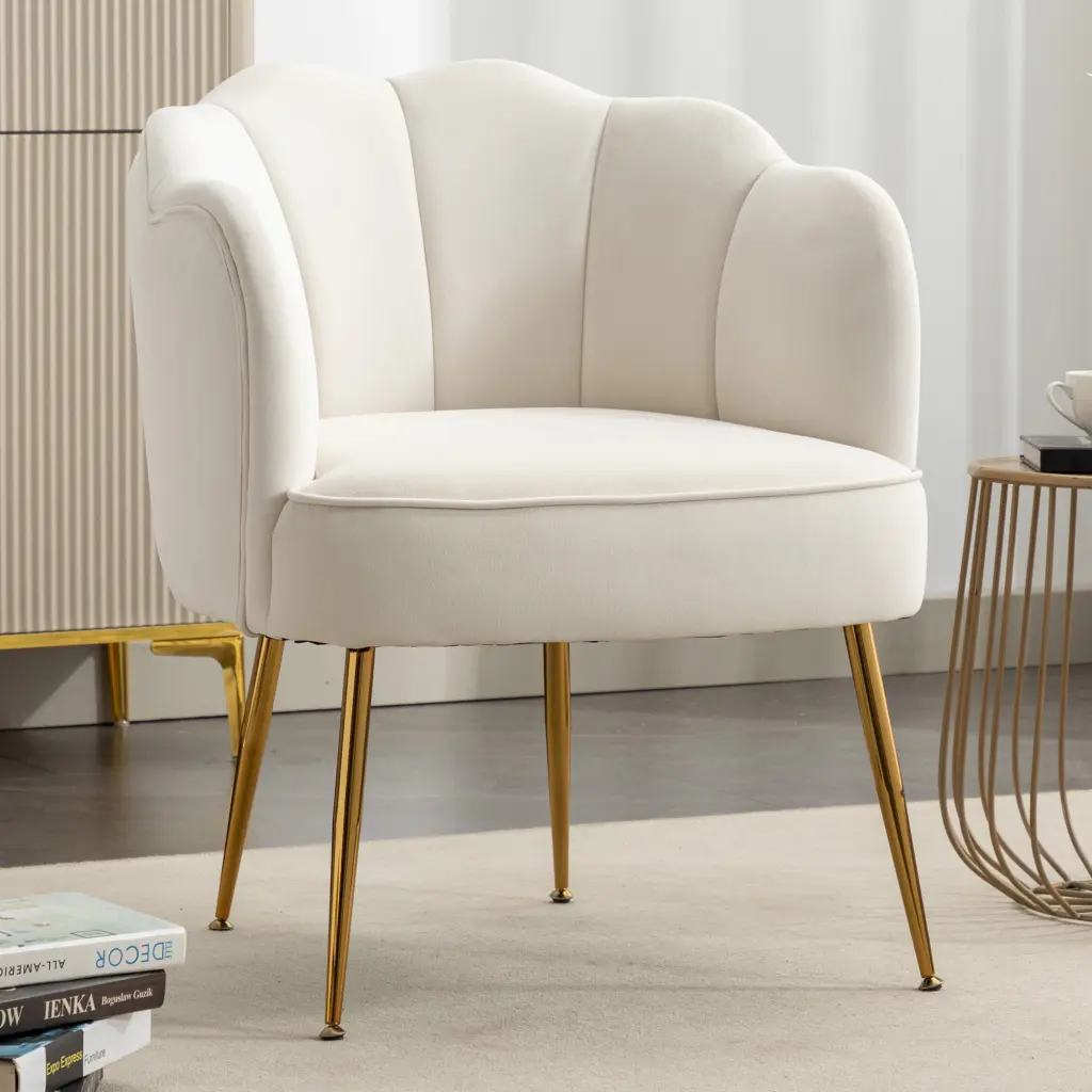 Shell Influence Velvet Material Armchair Accent Chair Gold Legs Living Room dg collection