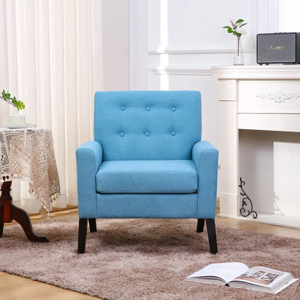 Fabric Accent Chair Living Room Bedroom Button Tufted Upholstered Comfortable ergopro