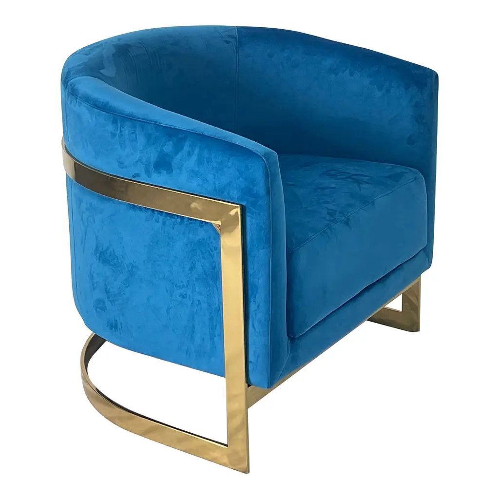 Blue And Precious metal Sofa Chair Blue Stainless Alloy metal Velvet furnings