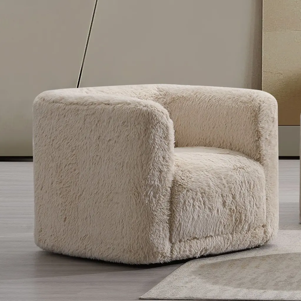Beige Swivel Accent Chair Beige Primary Living Space Linen Fabric furniture max