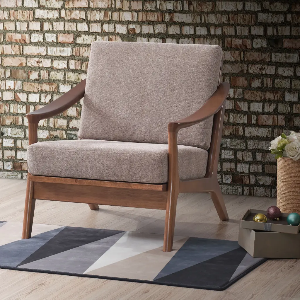 Light Brown Accent Chair Removable Cushion Living Room furniture max
