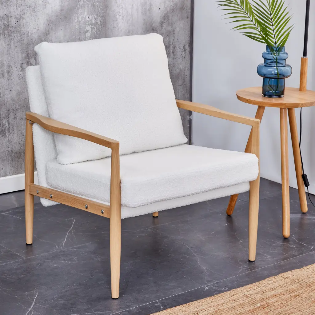 Teddy Velvet Accent Arm Chair - Mid Century Upholstered Armchair Living Room furniture