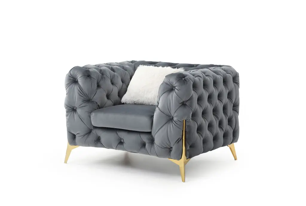 Modern Tufted Velvet Chair Gray Primary galaxy home furnishings