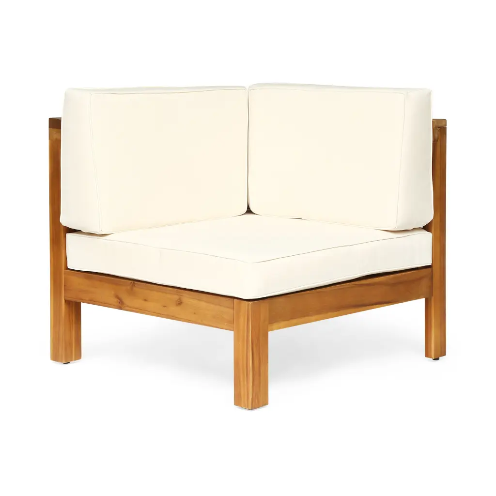 Oana Corner Chair Table Beige Beige Acacia Timber gardenpara can