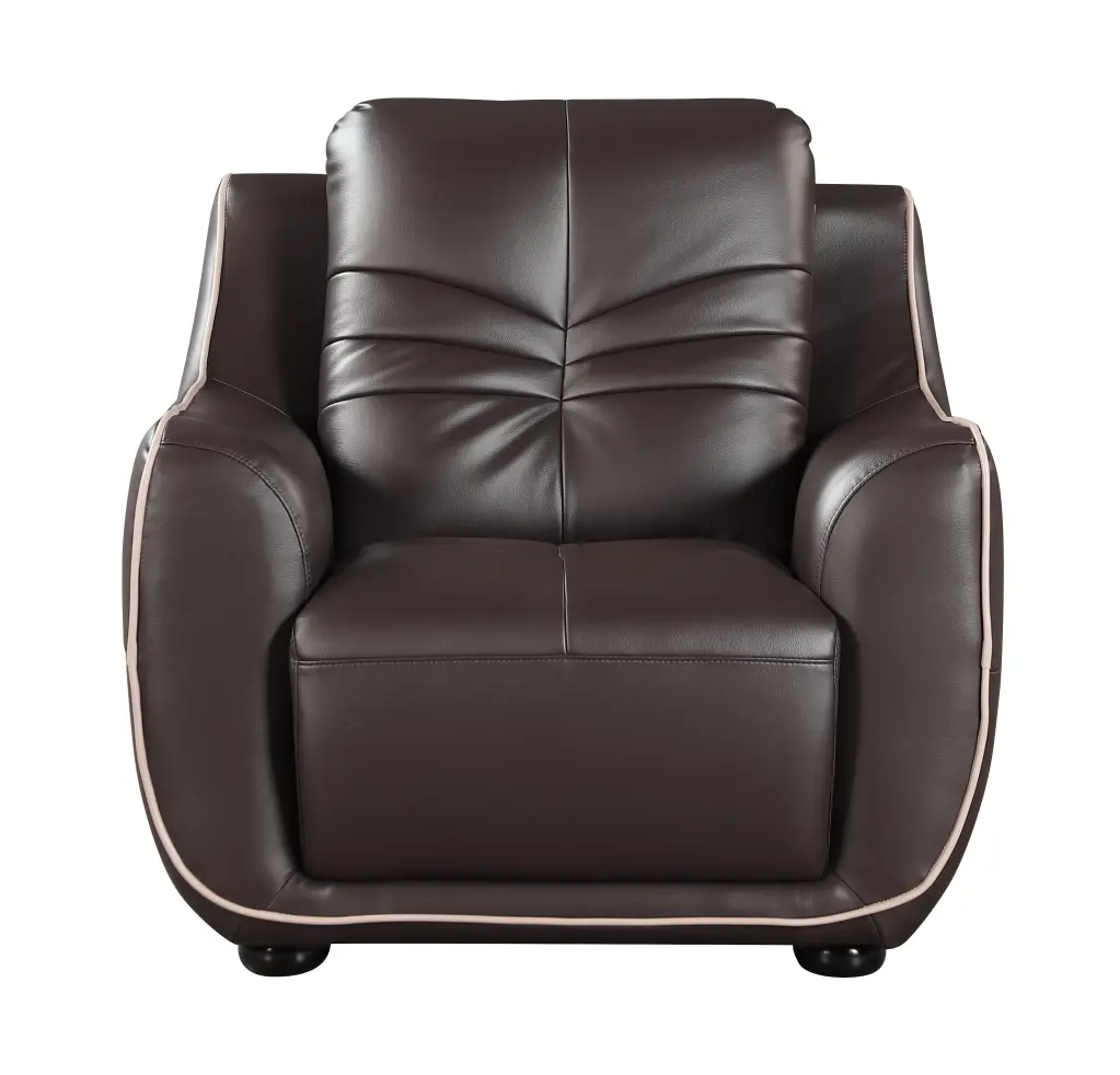 Authentic Leather Chair Brown Foam Upholstery Office or Living Room global united