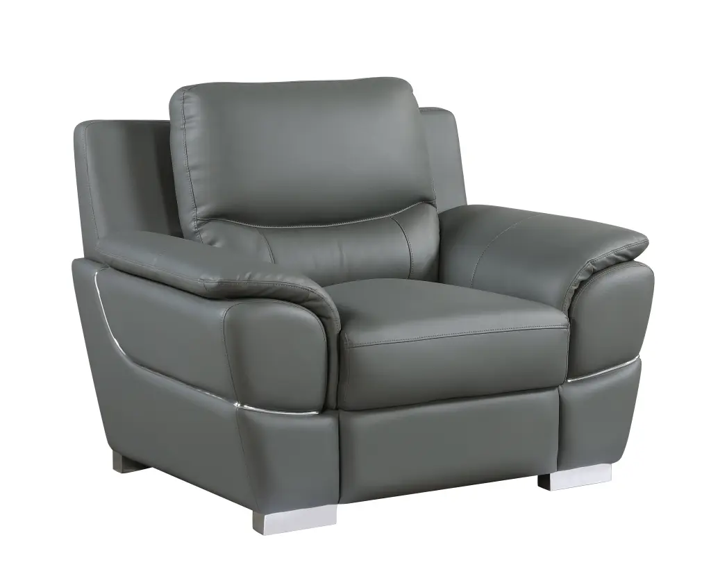 Authentic Leather Chair Gray Foam Leather global united