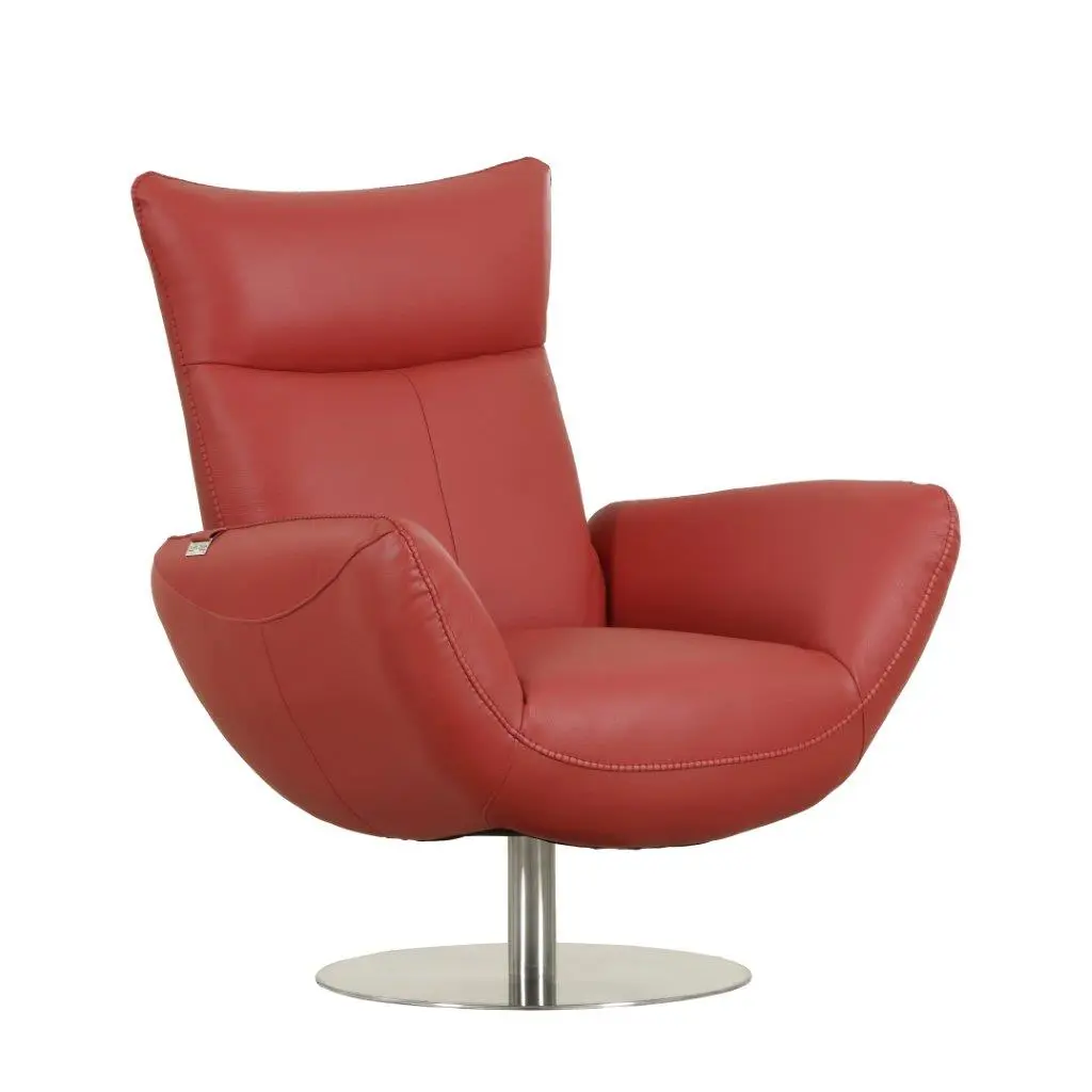 Modern Authentic Italian Hide Upholstered Chair Red Foam Hide Luxury Seating global united