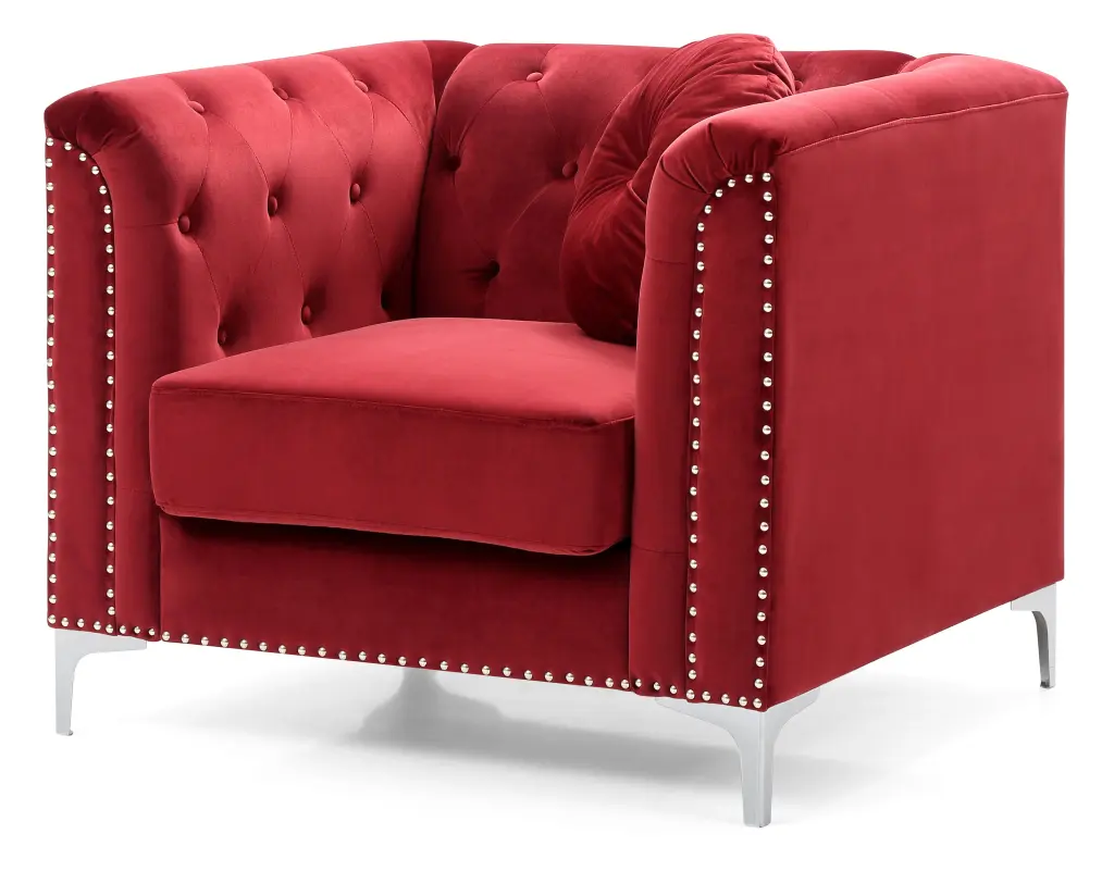 Pompano G789A C Chair Burgundy Burgundy Foam Velvet Upholstered glory furniture