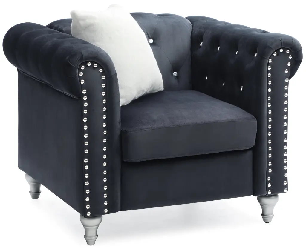 Raisa G863A C Chair Black Foam Velvet glory furniture