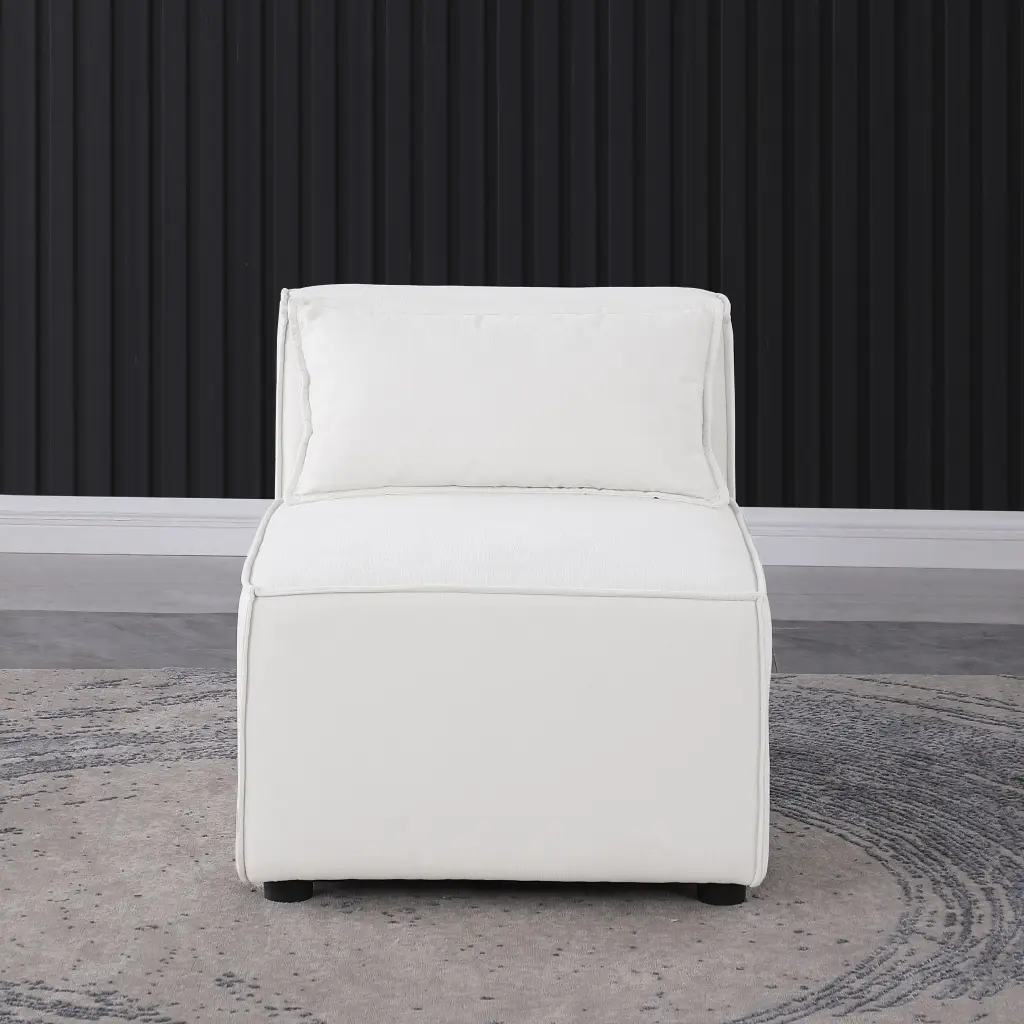 Middle Armless Chair Beige Chenille Wood Primary Living Space homarni furnishings inc.---w1099