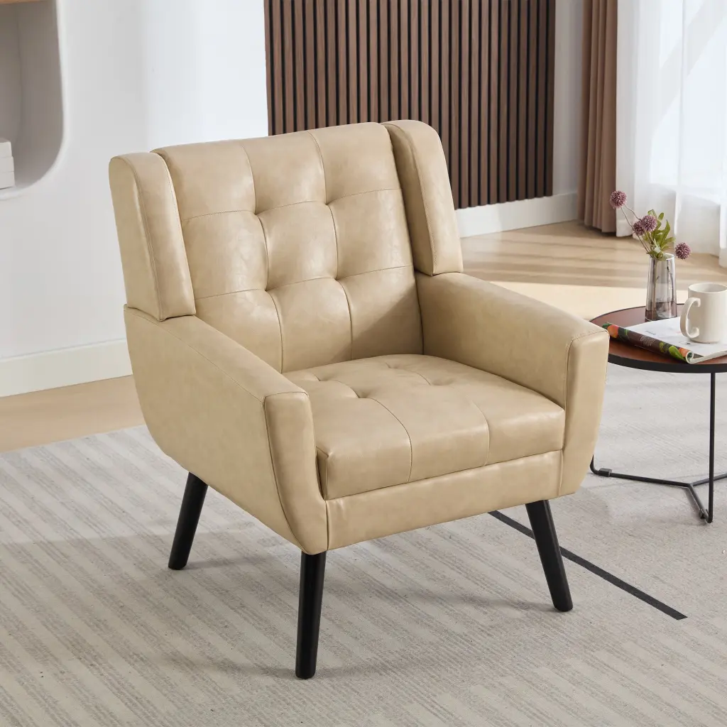 Modern Soft Leather Ergonomics Accent Chair Living Room homemax