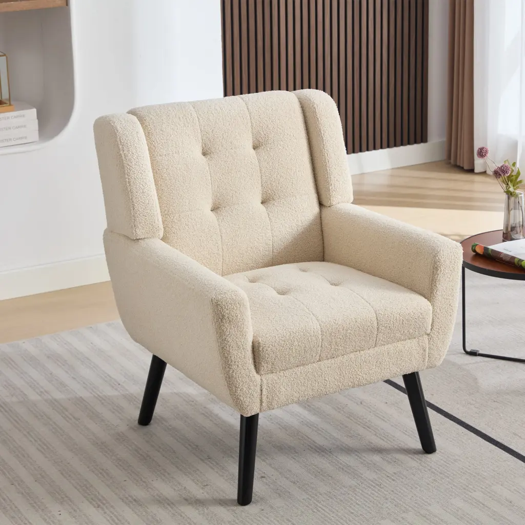 Modern Soft Teddy Fabric Comfort Fits Accent Chair Living Room Chair homemax