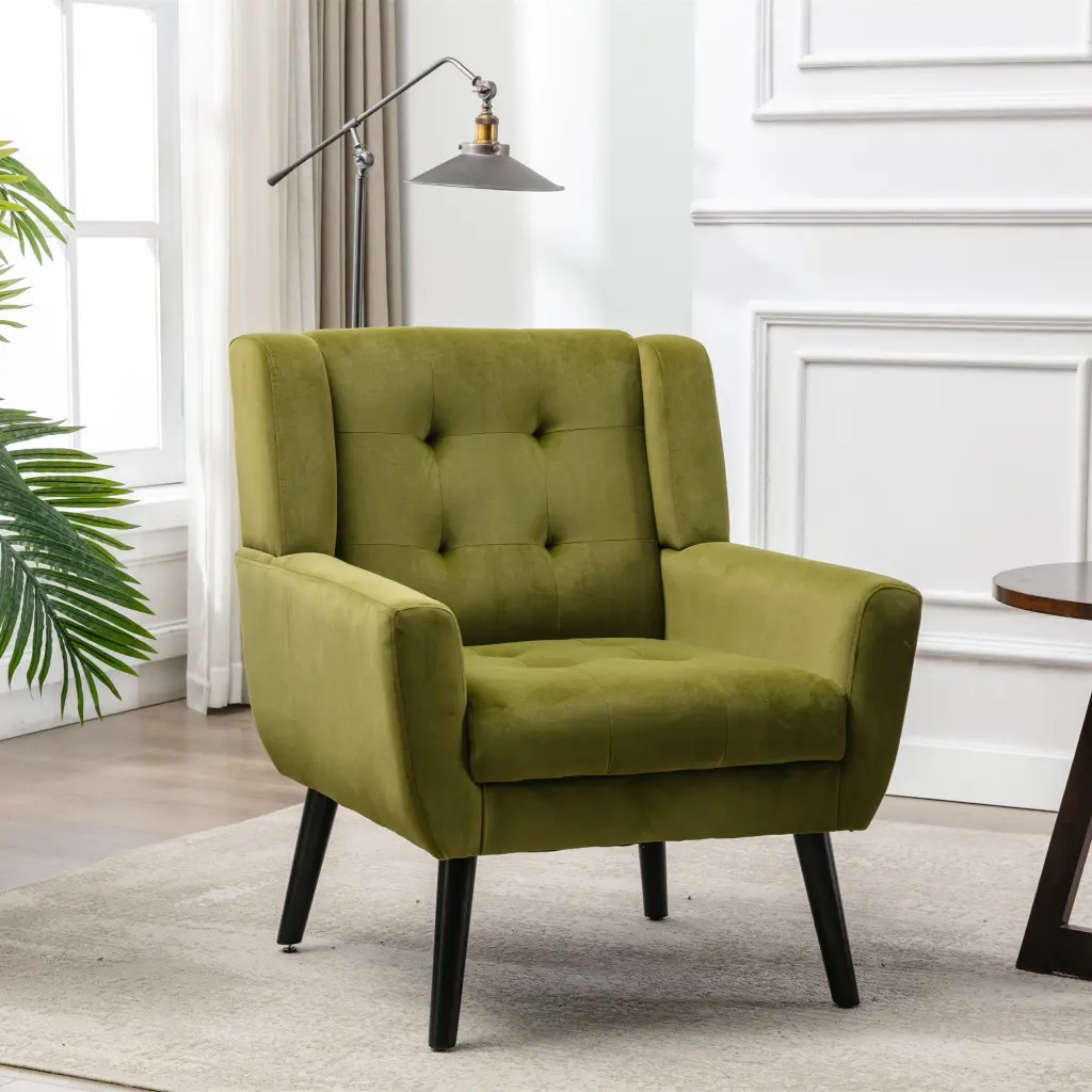 Modern Soft Velvet Fabric Comfort Accent Chair Living Room homemax