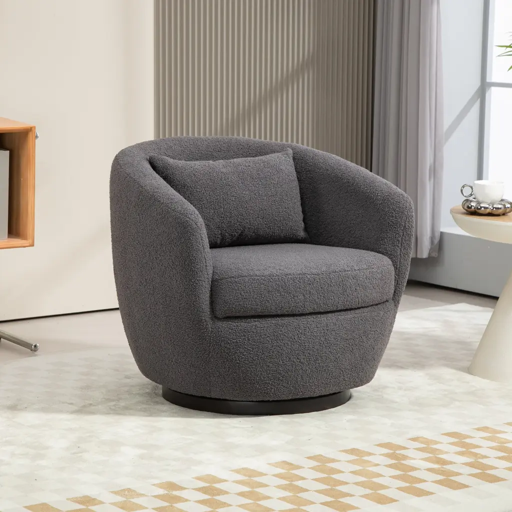 Upholstered Swivel Barrel Armchair Hidden Storage Modern Living Room homemax