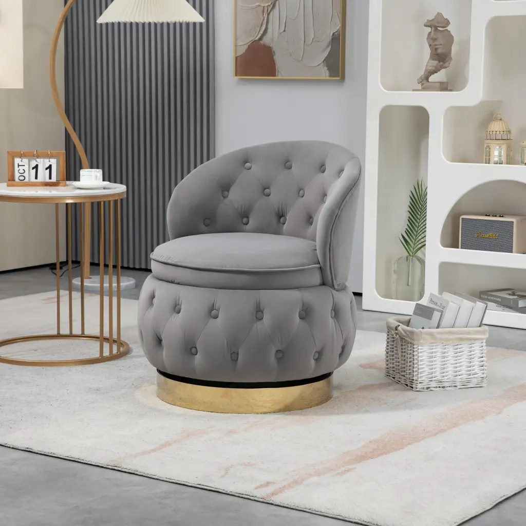 360 Degree Swivel Cuddle Barrel Accent Chair Storage house hold-w1588