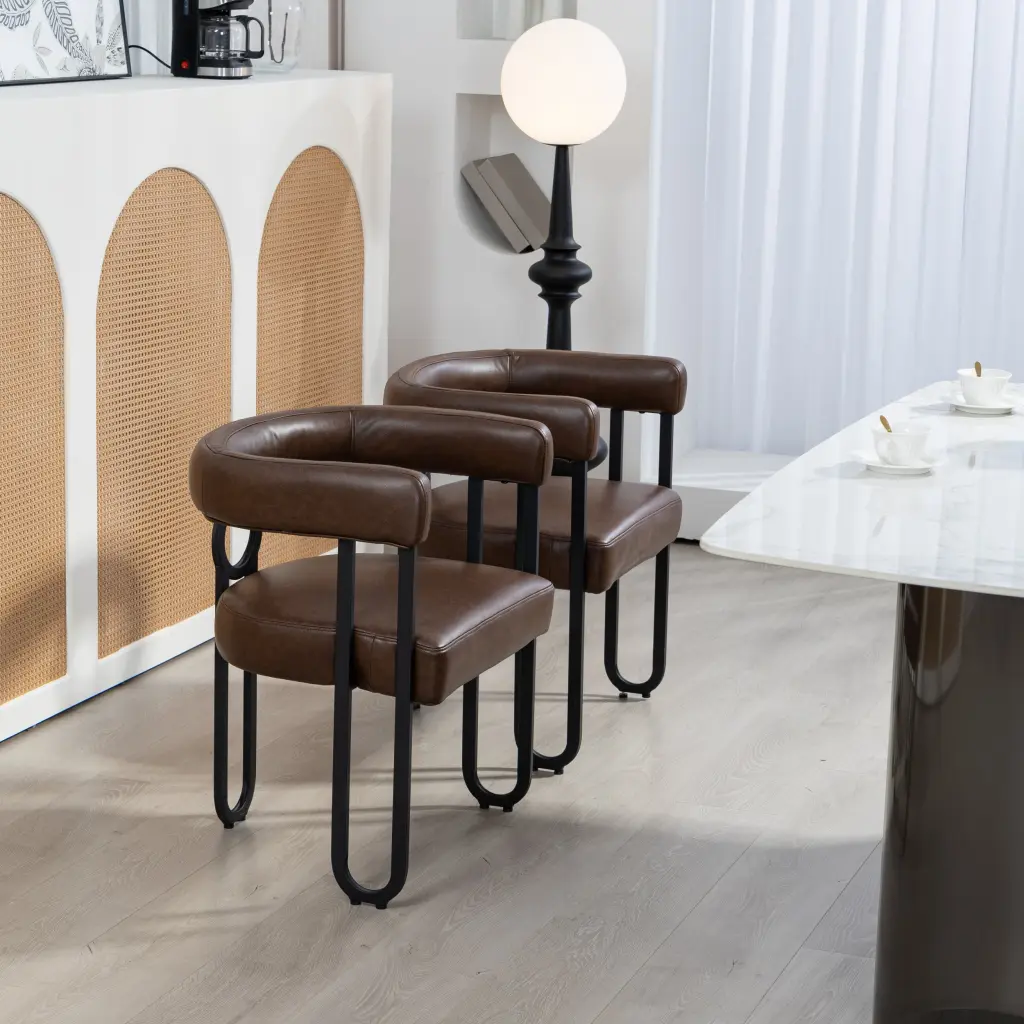 Coolmore Contemporary PU Upholstered Accent Dining Chair Modern Kitchen Seating house hold-w1588