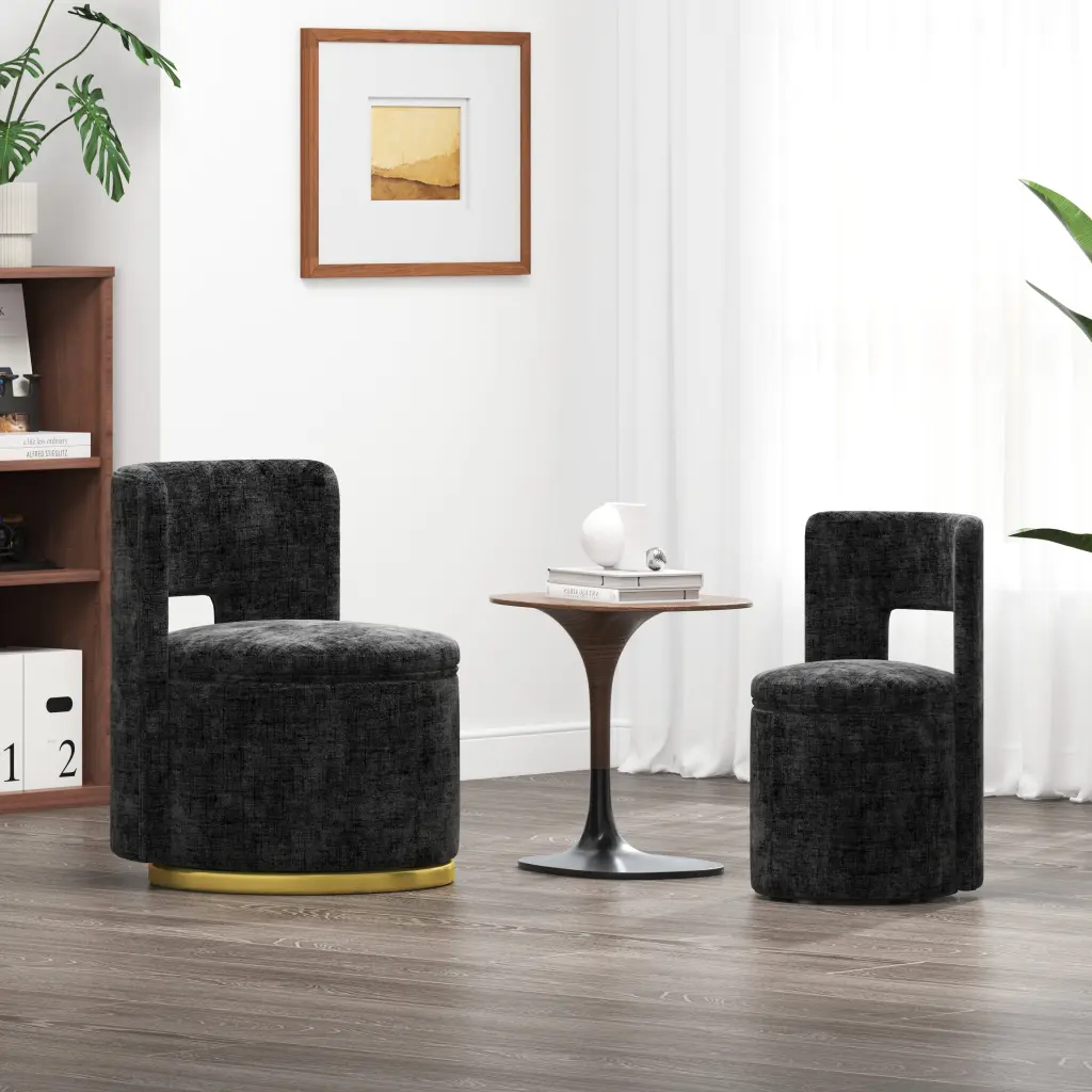 360 Round Swivel Chair Under Seat Storage Living Room huazhao furniture