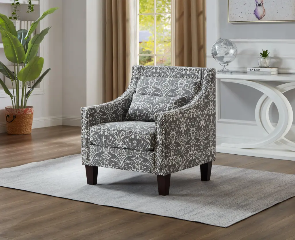 Mid Century Printing Accent Chair Polyester Upholstery Club Chair huazhao furniture