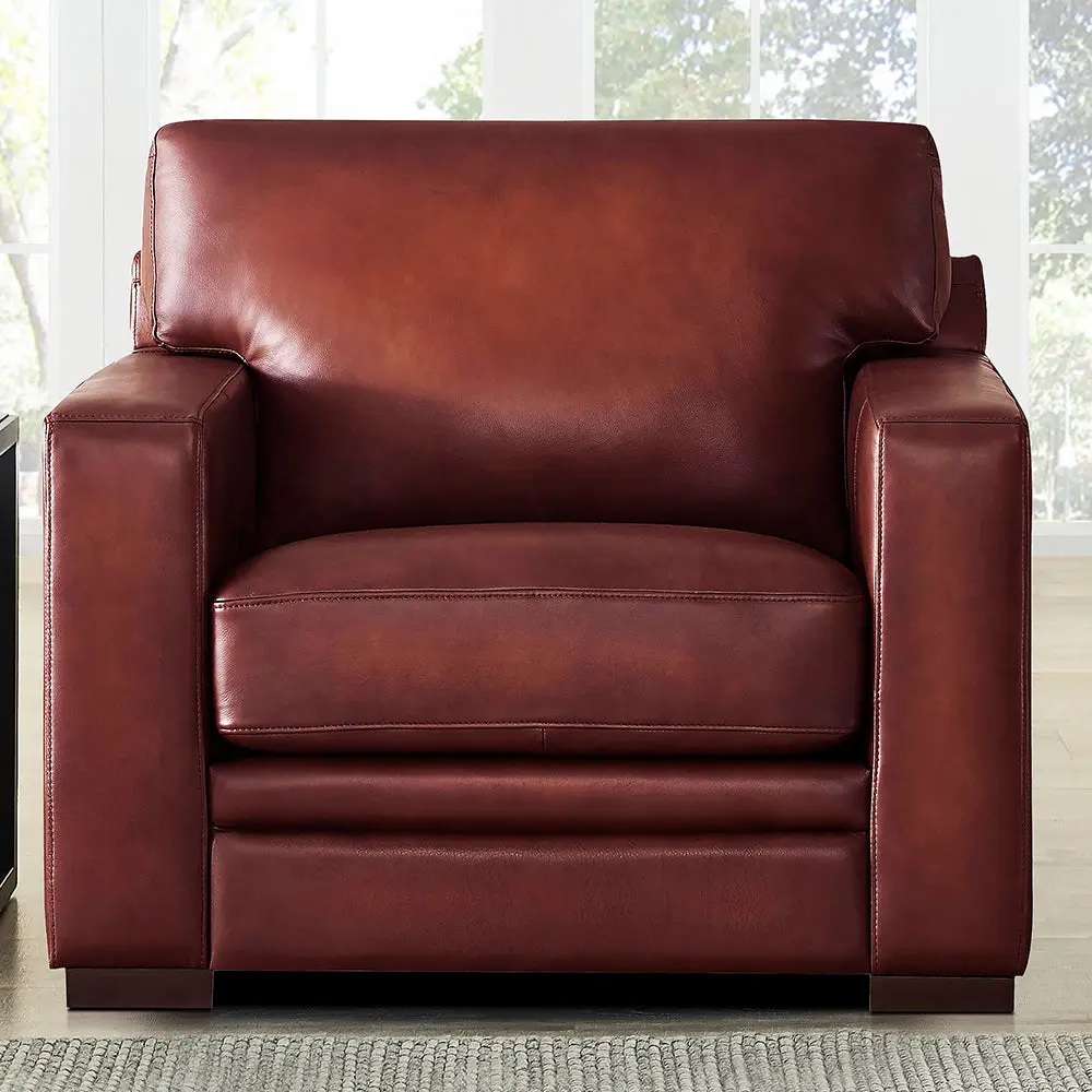 Dillon Waxy Pull Up Hide Chair Mocha Down Filling Authentic Hide Leather Lounge Chair hydeline furniture