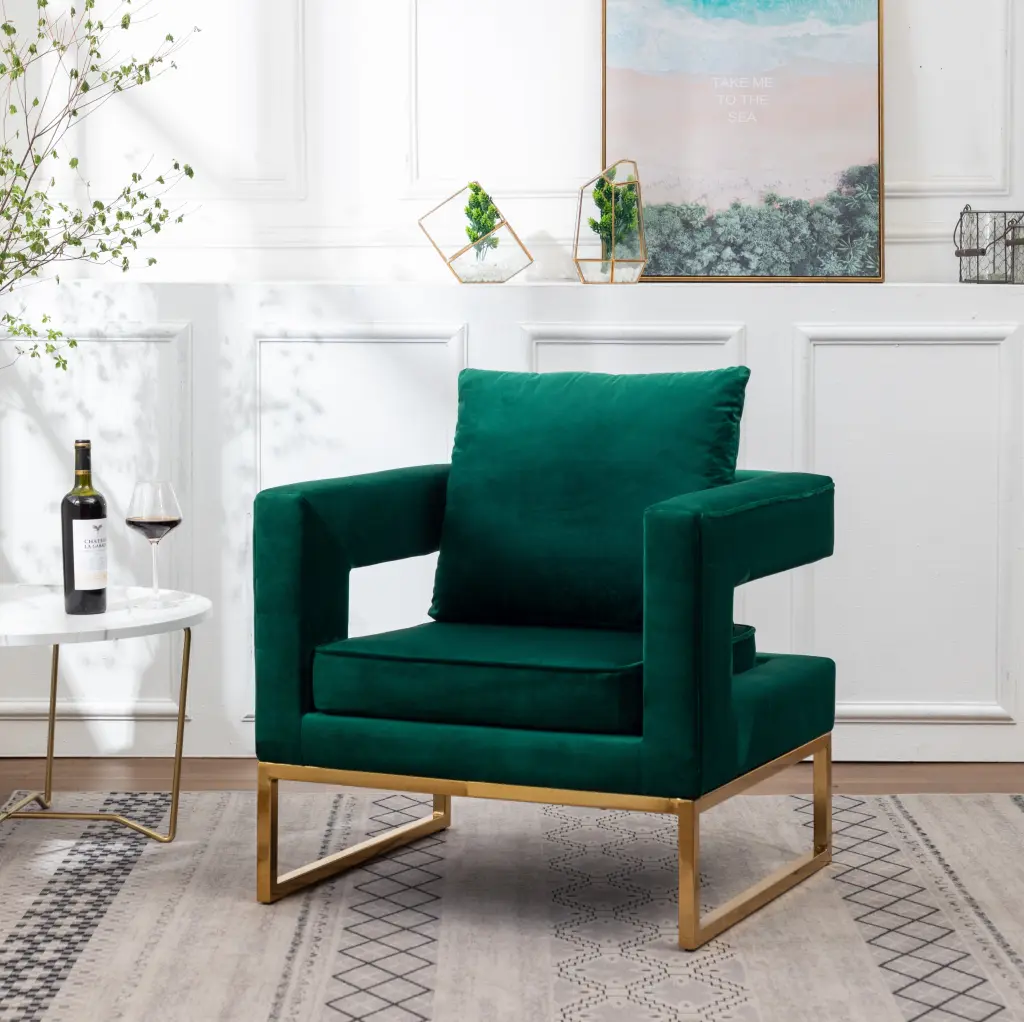 Lenola Contemporary Upholstered Accent Arm Chair Green Polyester hz