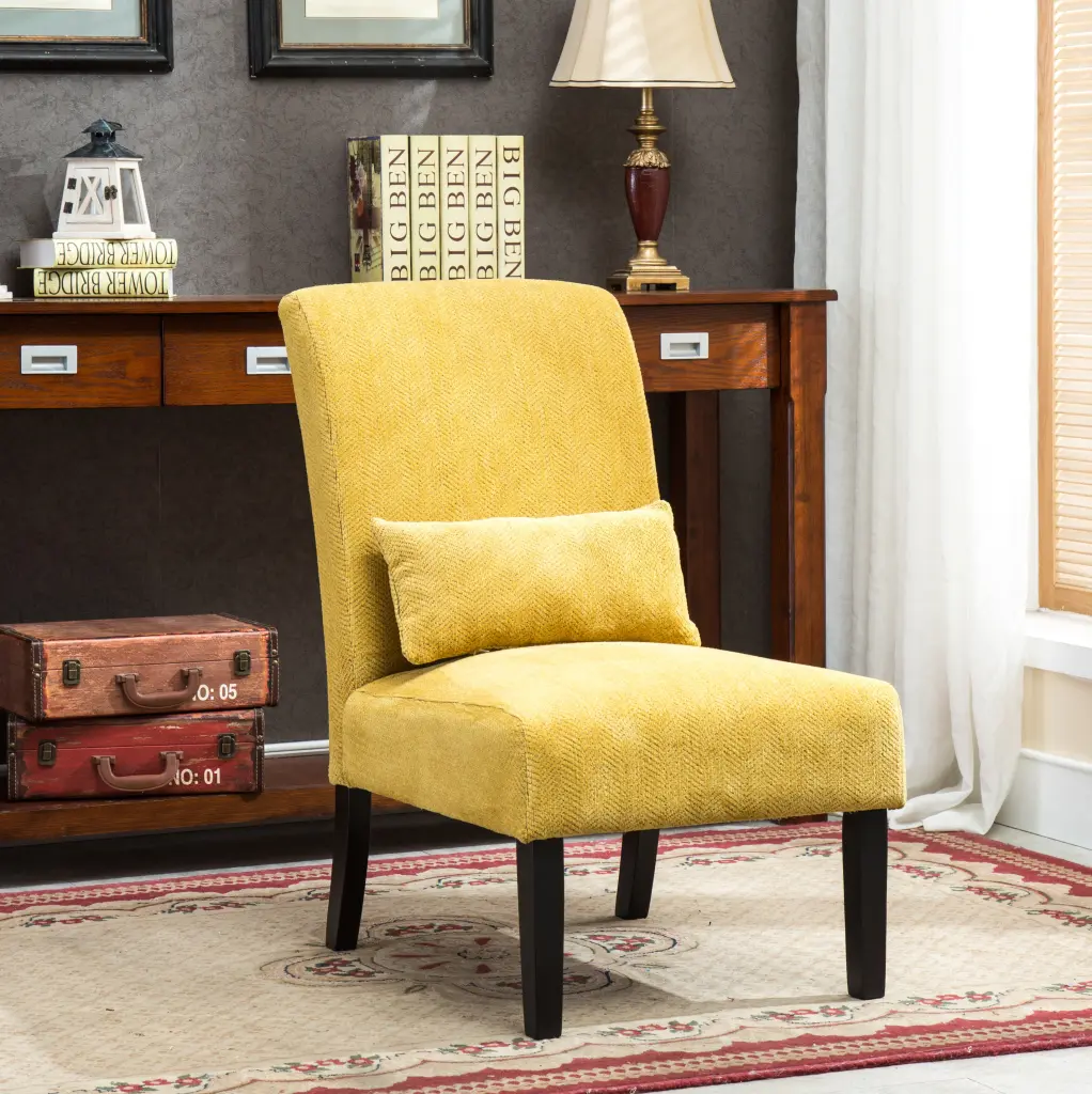 Pisano Contemporary Chenille Armless Accent Chair Pillow hz