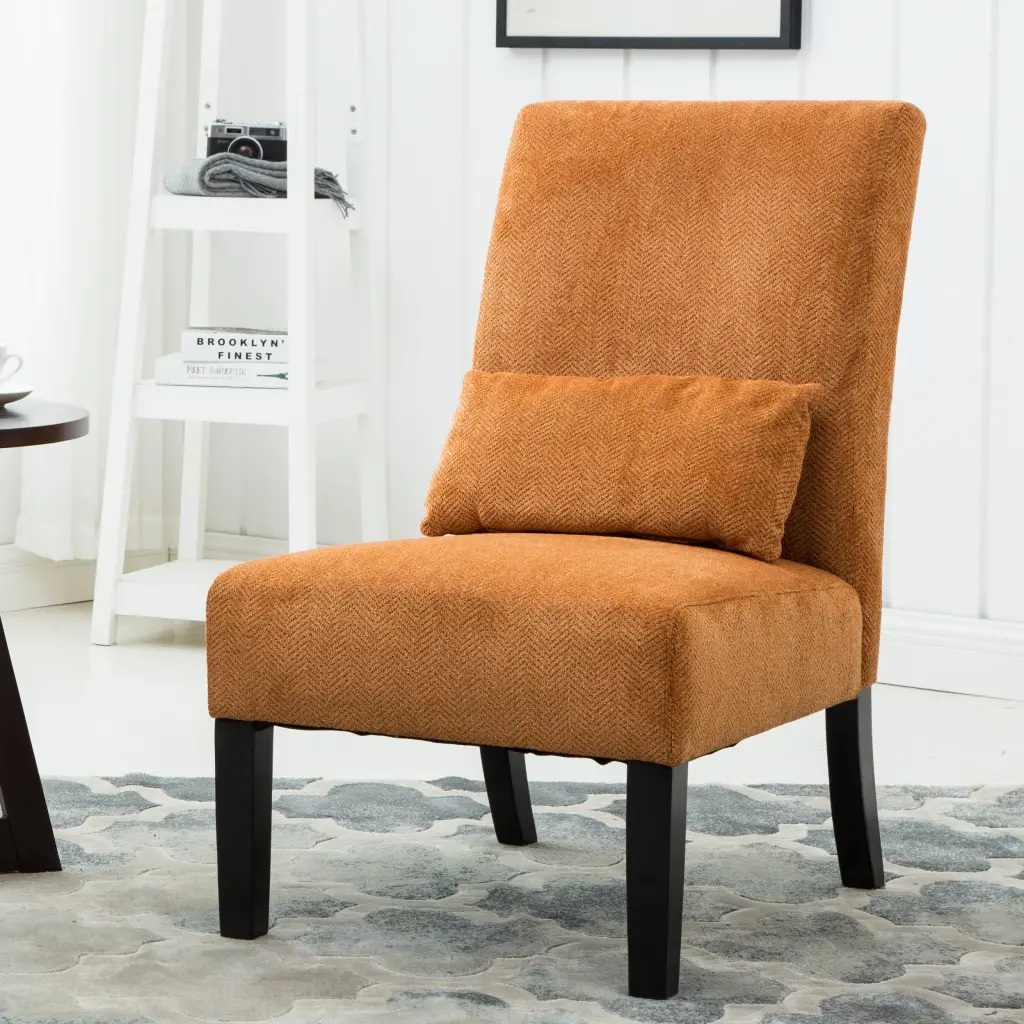 Pisano Contemporary Chenille Fabric Armless Accent Chair Pillow hz