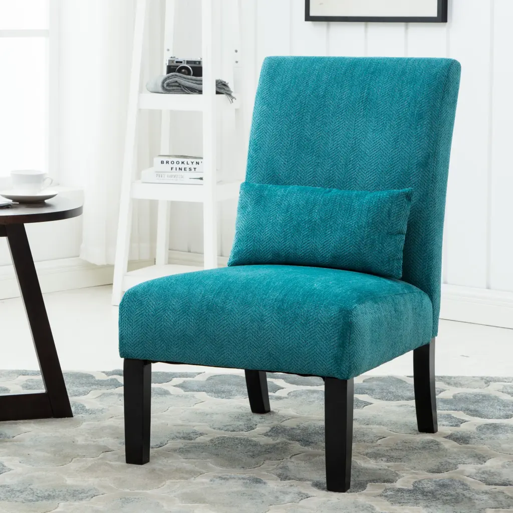 Pisano Contemporary Chenille Fabric Armless Accent Chair Pillow hz