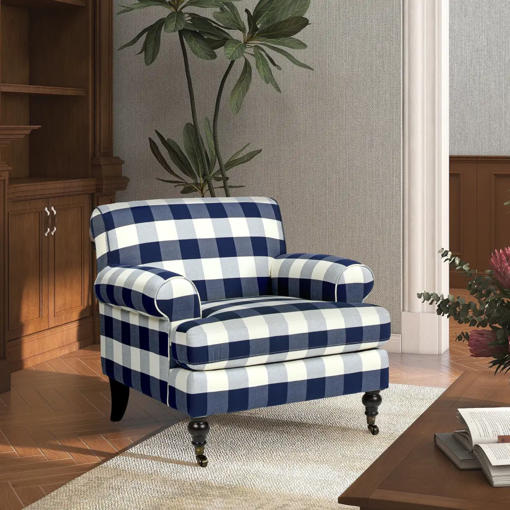 Alana 38 Inch Lawson Accent Arm Chair Metallic Casters Blue Lattice Woven jennifer taylor home