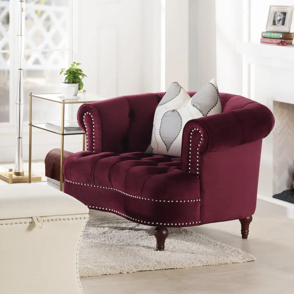 La Rosa Victorian Tufted Upholstered Accent Chair Burgundy Velvet Living Room Chair jennifer taylor home