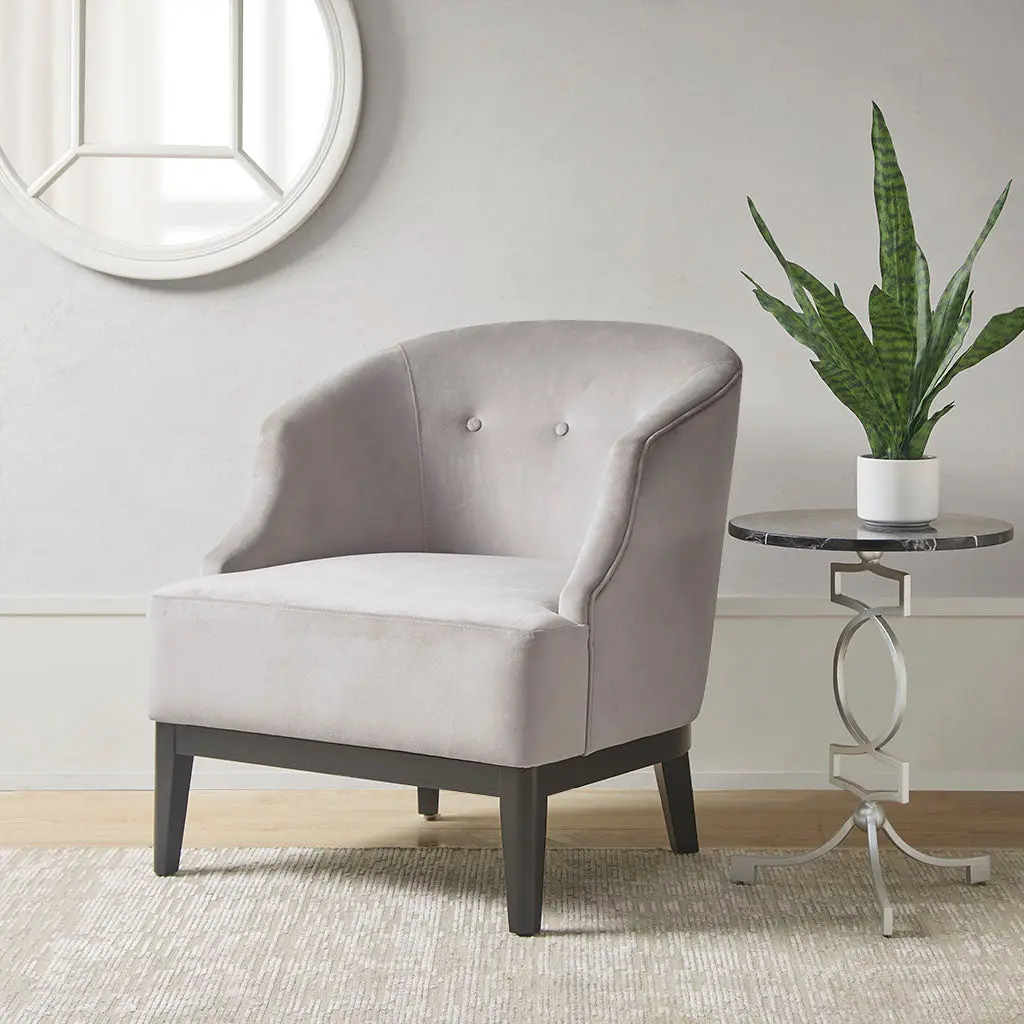 Accent Chair Light Grey Polyester Modern Living Room Chair jla