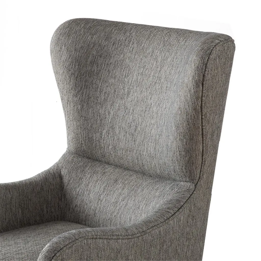 Arianna Swoop Wing Chair Grey Solid Wood Frame jla