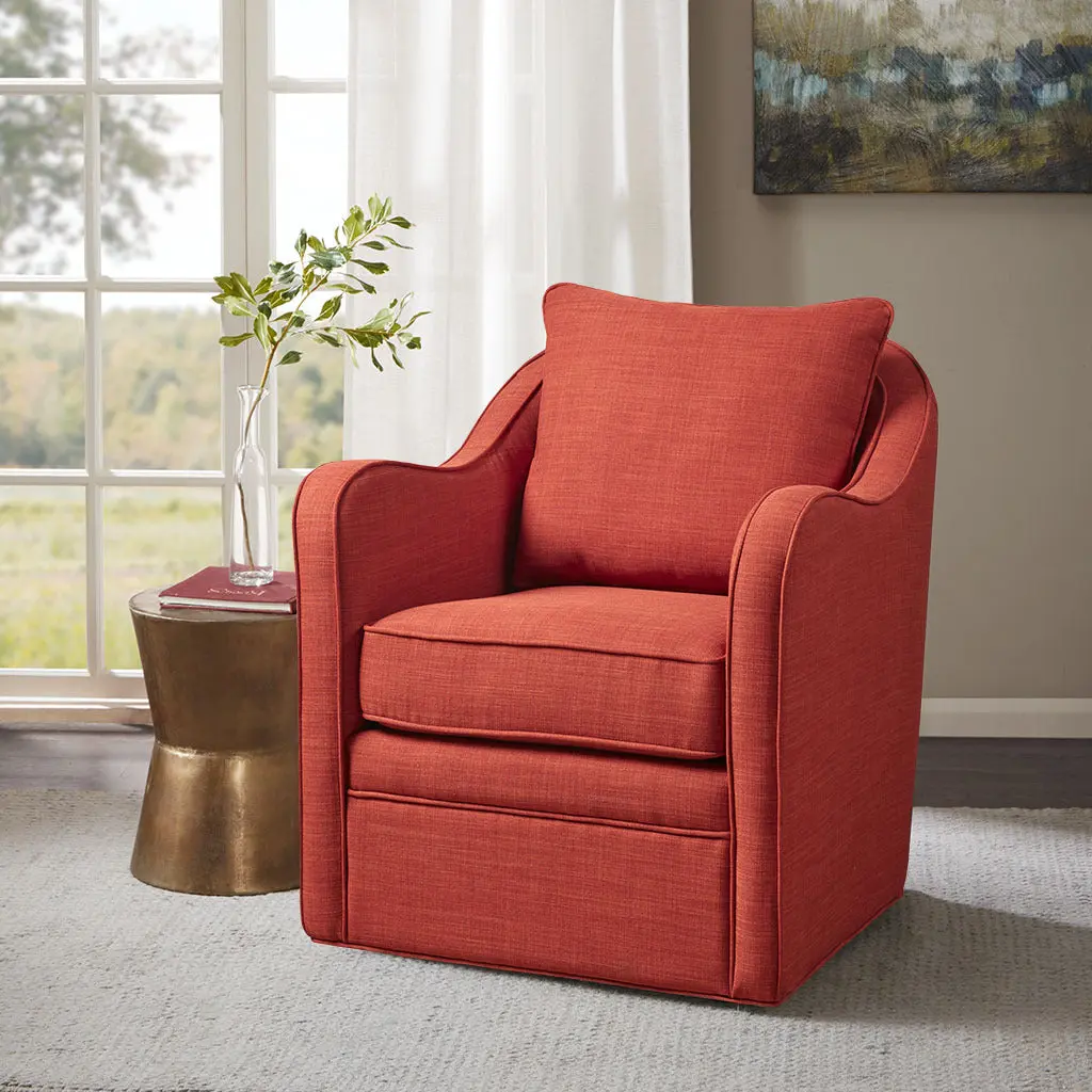 Brianne Swivel Chair Orange Solid Wood Accent Chair 360 Rotation jla