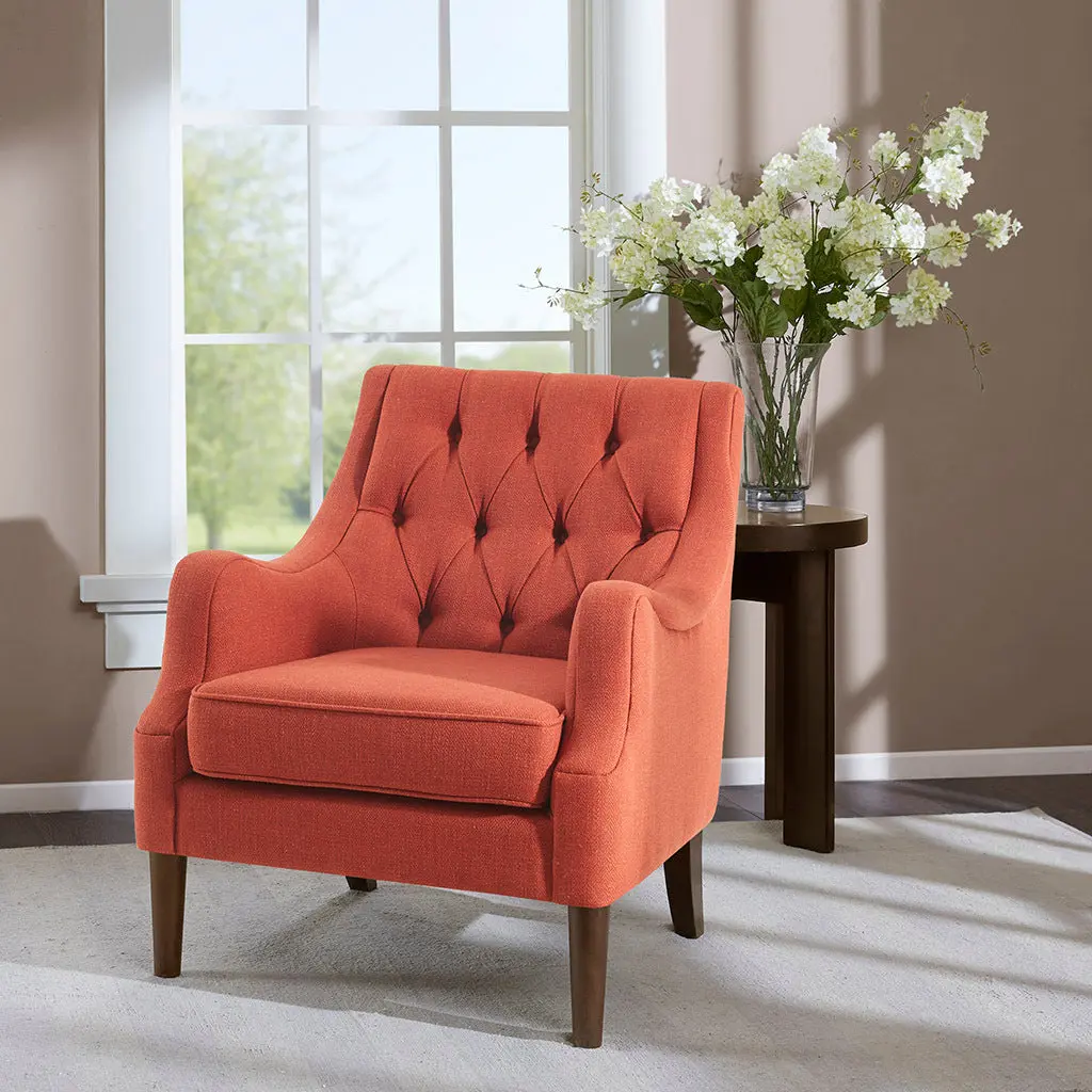 Button Tufted Accent Chair Spice Polyester Fabric jla